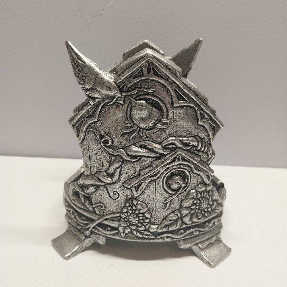 Vintage Carson Jar Candle Holder Pewter Birdhouse Farmhouse Country Shelf Decor